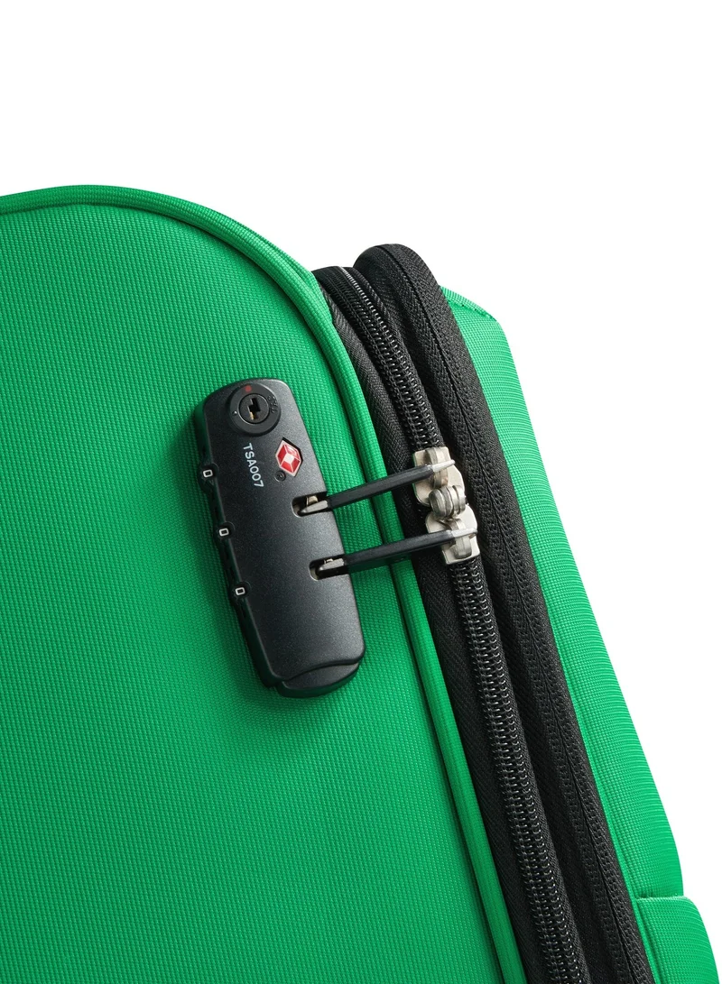 United Colors Of Benetton  Color Block 81 Cm 4-Double Wheeled Softside Expandable Check-In Luggage Trolley Case - Green  | Best Price UAE